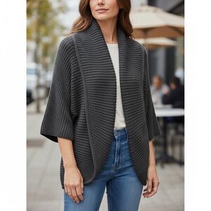 NWT Croft & Barrow Ribbed Oversized Shawl Collar Cardigan – Gray – Size XL